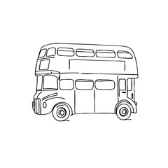 Simple line sketch of a double-decker bus  
