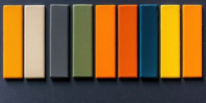 Vibrant array of colorful rectangular blocks with a contrasting background