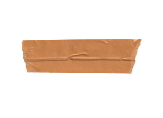 Torn Brown Packing Tape Piece on png Background - Isolated Wrinkled Adhesive Element for Labels,...