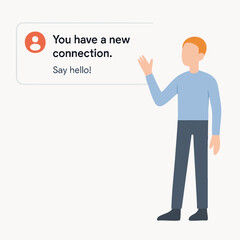 Flat Style Illustration of a New Connection Notification with a Person