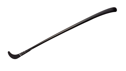 Close up of black ice hockey stick on a transparent backdrop