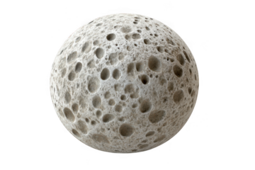 Detailed realistic moon surface with many craters and texture isolated on transparent background