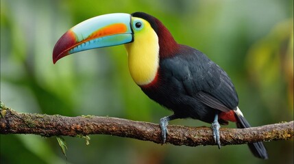 Obraz premium Colorful toucan perched on branch