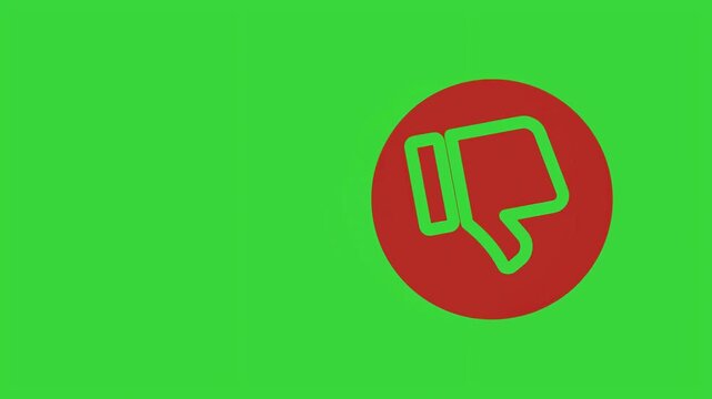 Facebook Dislike Icon Animation on Green Screen, Social Media Thumb Down Unlike Button for Video Editing and Reaction Content.