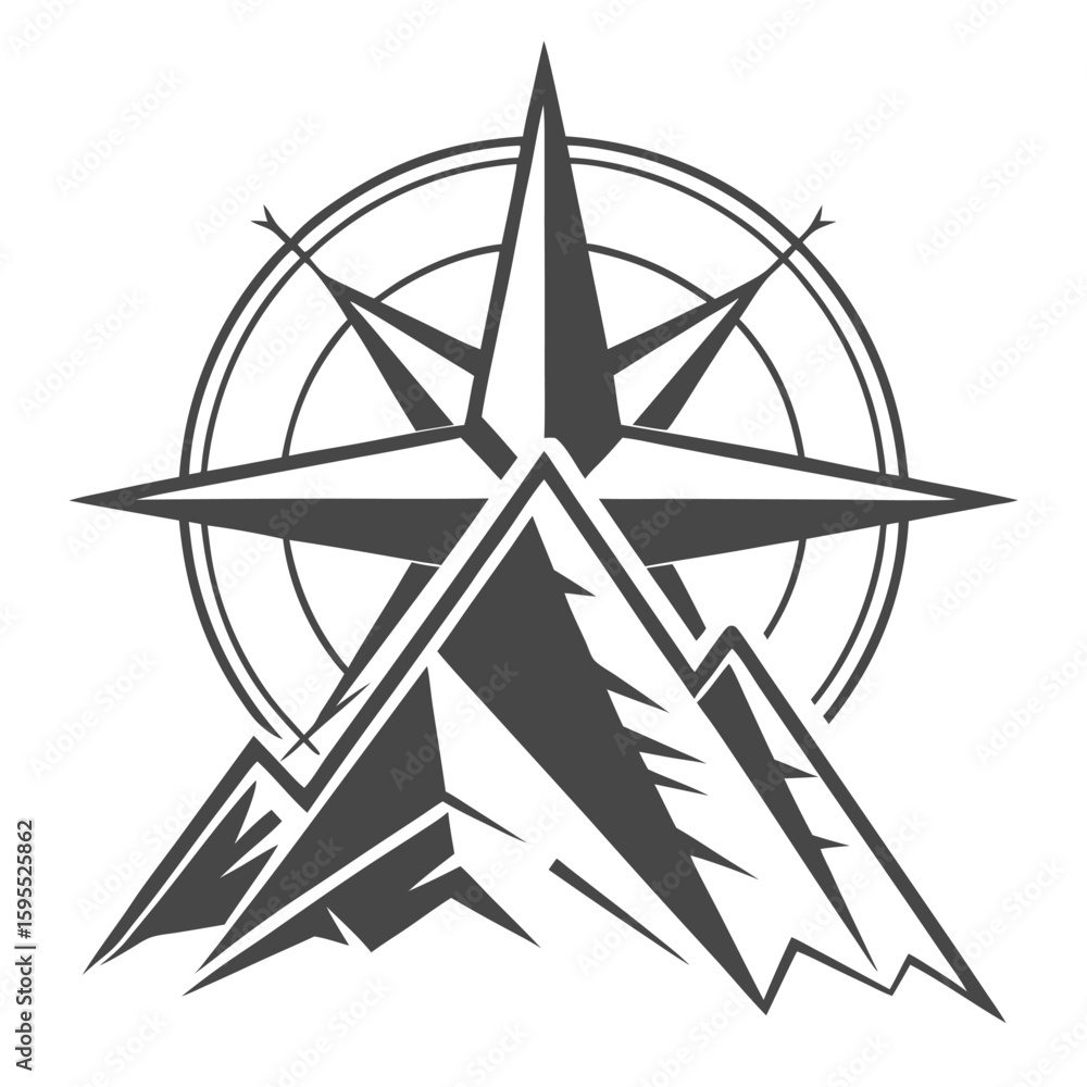 Aufkleber geometric mountain peak icon design featuring sharp lines and a monochrome color scheme perfect for 