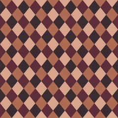 Seamless geometric pattern creating a checkered effect with brown and beige rhombuses