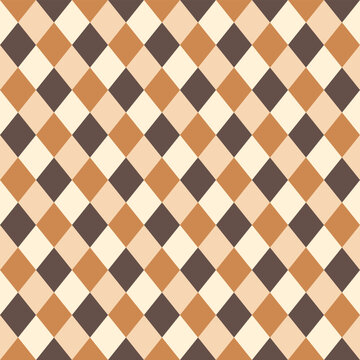 Seamless argyle pattern featuring brown and beige diamonds forming a classic and visually appealing design