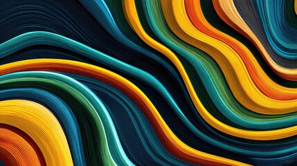 Abstract wavy lines of vibrant colors.