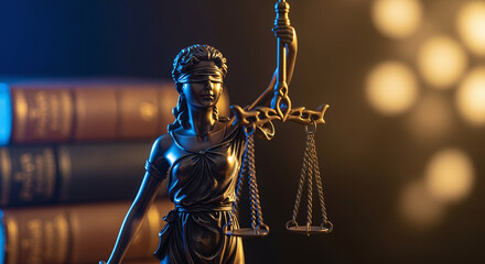 Lady justice. Statue of Justice in library