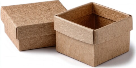 A brown cardboard box, open, next to its closed lid, perfect for gifts or storage.