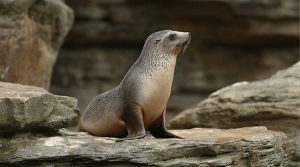 Naklejka premium Seal on a rocky outcrop