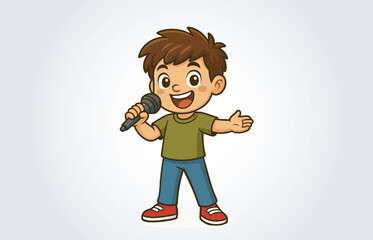 Kids Singer Mascot Cartoon Vector Template