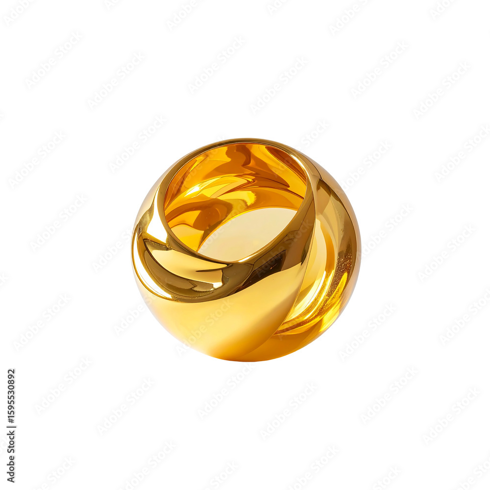 Aufkleber gleaming golden sphere with intricate curved openings, isolated on transparent background
