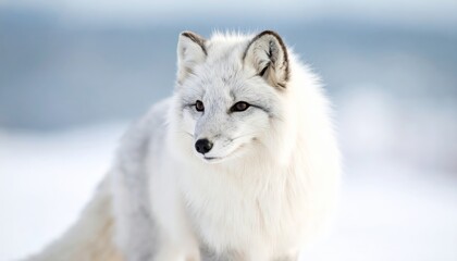 Obraz premium Arctic Fox in Winter Snow – Vulpes lagopus. Fluffy White Fur in Natural Habitat