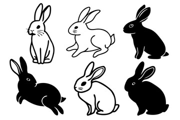Obraz premium vector set of rabbits silhouettes