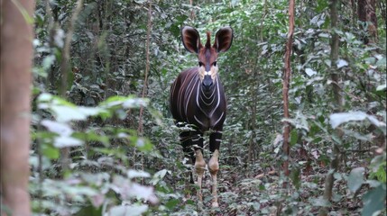 Okapi in dense forest