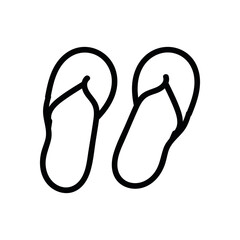 Simple outline drawing of a pair of black flip flops on a white background.