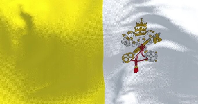 Flag of Vatican City waving in the wind