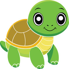 Fototapeta premium Adorable cartoon turtle with big eyes and a friendly smile, perfect for children's content