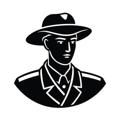 vector illustration of a soldier with a hat
