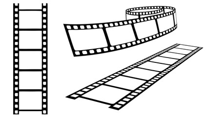 film strip movie reel cinema frames photography vintage media entertainment illustration design isolated on white background