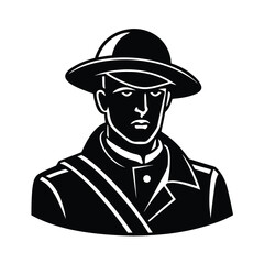 vector illustration of a soldier with a hat