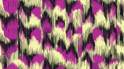 Vibrant Ikat Pattern In Purple, Black, And Cream.