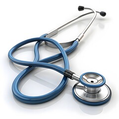 Blue stethoscope medical instrument isolated on white background
