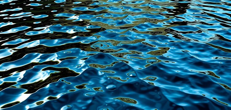 Rippling black water surface, reflective highlights,  dark,  black - Powered by Adobe