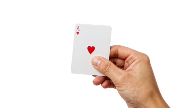 playing cards in hand isolated on transparent background png