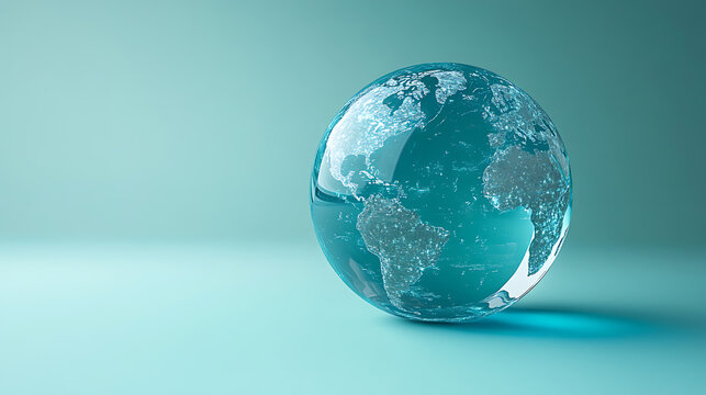 Global Connectivity Crystal Earth Globe on Teal Background