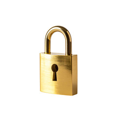 Naklejka premium Gleaming golden padlock, symbol of security and protection, isolated on transparent background
