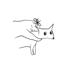 Minimalistic line art illustration of a dog hugging