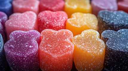 Colorful Assorted Gummy Candy Close-Up