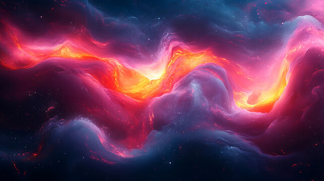 Abstract Cosmic Nebula Vibrant Swirls of Pink, Blue, and Orange