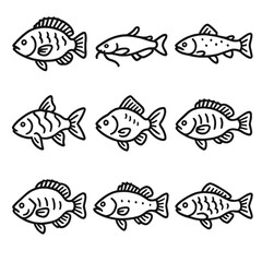 No labels aquaponics transparent vector grid fish numbers captions icon koi icons