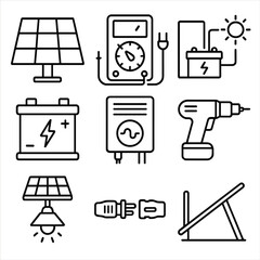 Diy icon power numbers connector chinese panel diagram vector solar equally