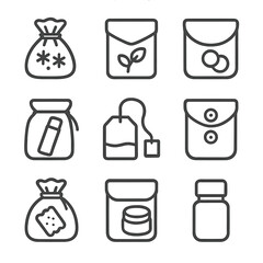 Icon pouch coin icons numbers grid vector typography compact isolated eco tea