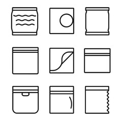 Icon vacuum tear labels no speech icons packaging vector food ziplock set