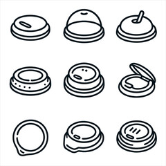 Film icon set marks icons uniform compostable no emojis fiber vector lid