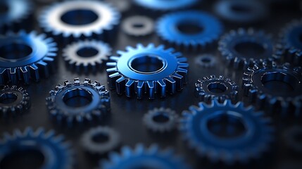 Close-up view of numerous gears.