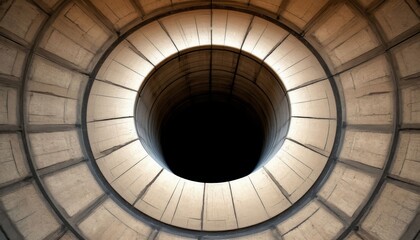 Naklejka premium Circular tunnel with illuminated edges creating dark center 