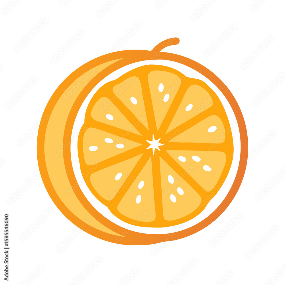 Poster zesty orange slice a refreshing image of a half cut orange with seeds a citrus delight perfect for f