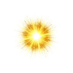 Fototapeta premium Radiant golden burst with dynamic rays and sparkle effect on transparent background