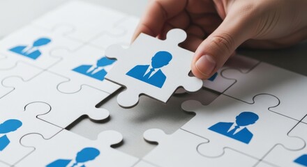 Business team building visual with puzzle pieces representing individual roles