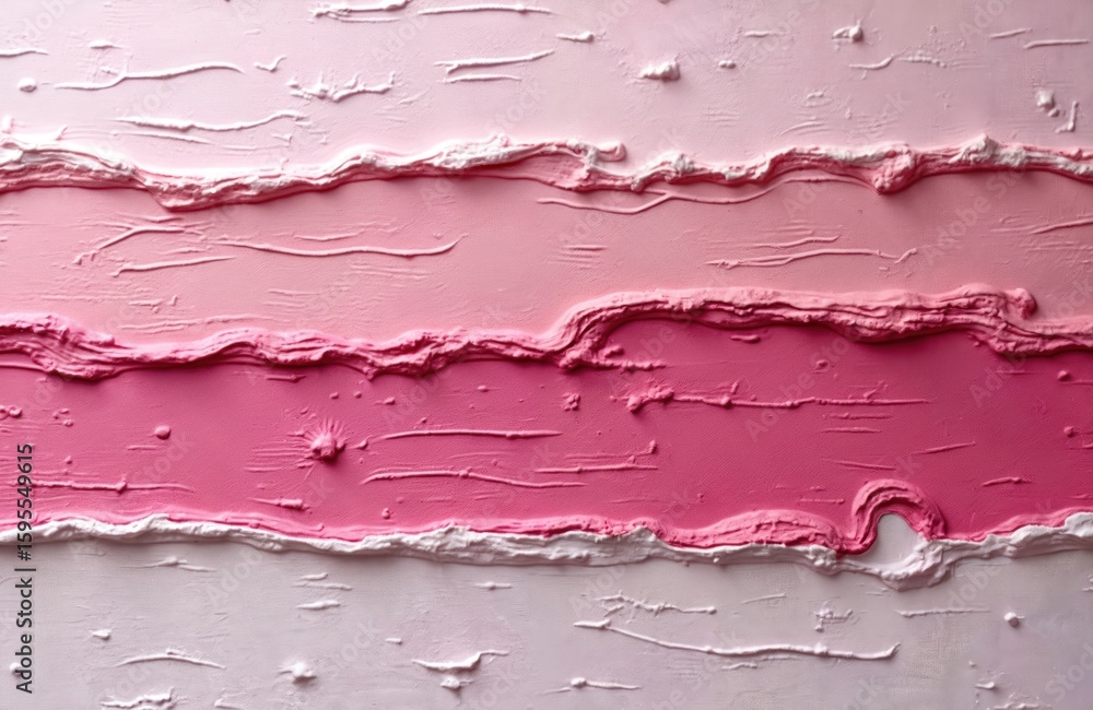 Poster abstract texture of layered pink paint in horizontal stripes. features rough, smooth surfaces with v
