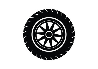 Fototapeta premium Tire Silhouette black Vector white Background