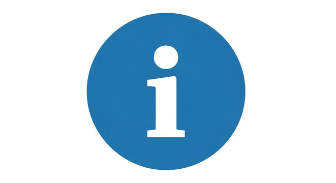 Information sign vector graphic, blue and white info icon for web and print design