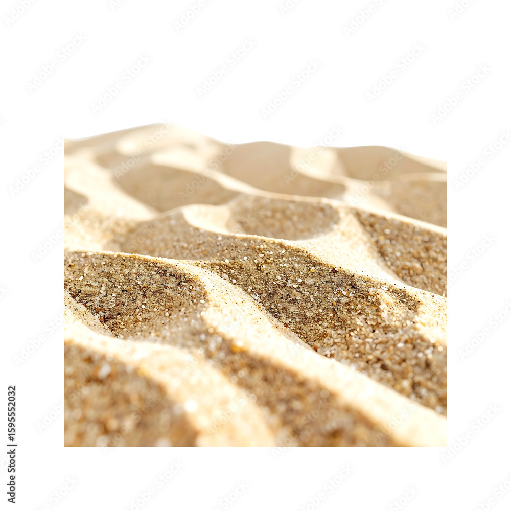 Poster close-up of rippled sand dunes creating patterns, perfect for backgrounds on transparent background