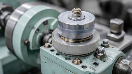 Industrial precision metal lathe machine in operation